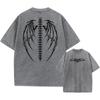 Oversized Wings Printed Tshirts Men Gym Vintage Heavyweight T Shirts Cotton Workout Acid Wash Baggy Tees Street Tops Unisex
