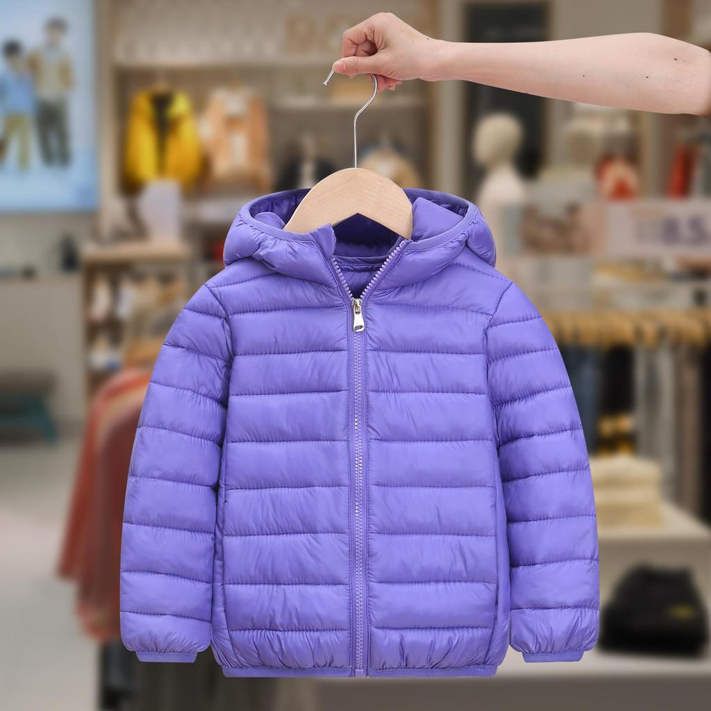 Unisex Children's Hooded Down Jacket - Lightweight, Warm Autumn & Winter Outerwear for Medium & Large Kids