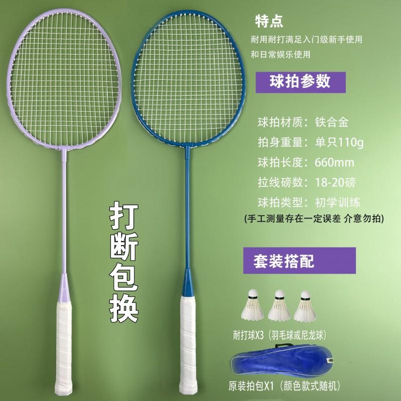 2-Pack Lightweight Aluminum Badminton Rackets Beginners Adults Students Training Set With 3 Balls Case