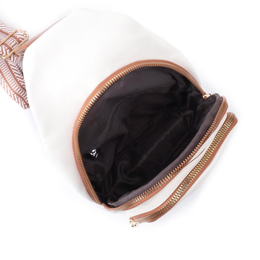 Stilvolle Damen-Umhängetasche mit einem Riemen aus Ökoleder VINTAGE Bag 22757 Weiß