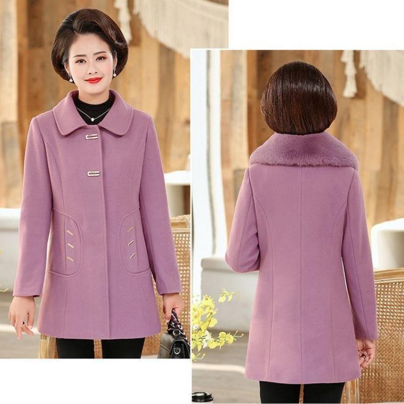 Palton de lână de iarnă de lungime medie pentru mamă - Larg, la modă și extra gros pentru femei