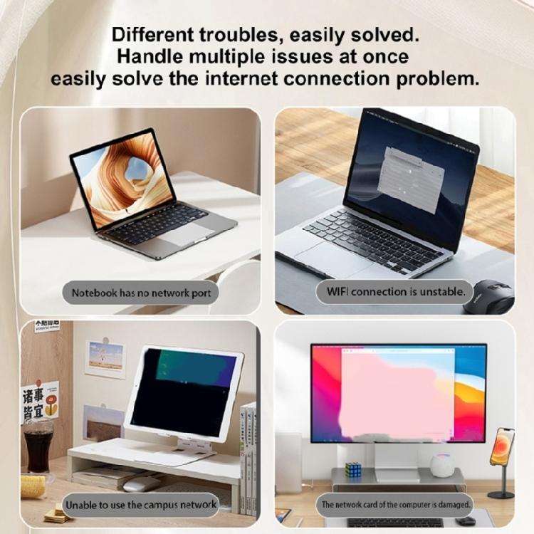 Textile Sleeve USB to RJ45 Ethernet Cable with Fast Start, Gigabit Internet Access for Students and Travel Workspaces