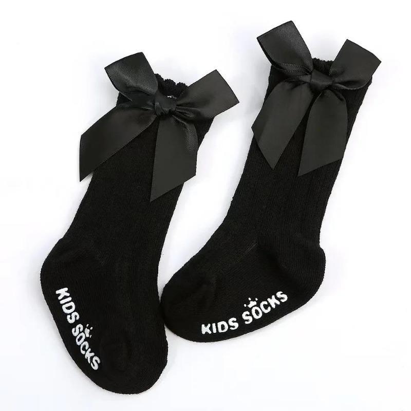 New Born Baby Girls Socks Spring Summer Autumn Non Slip Floor Crawling Sock Cute Big Bow Knee High Long Stockings for Toddlers