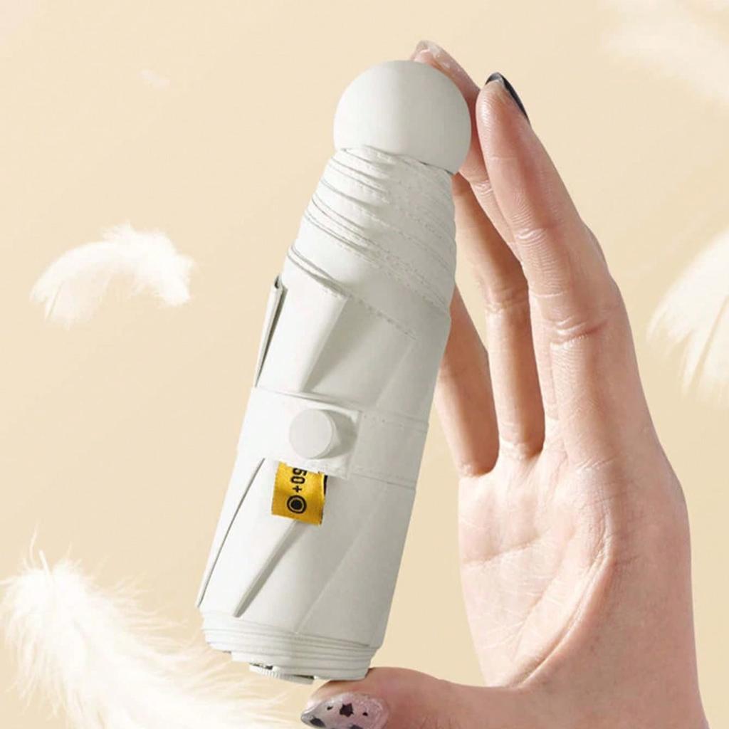 1pc Compact Travel Mini Umbrella Uv Protection Capsule Umbrella 5 Fold Ultra Lightweight Sunshade Umbrellas Protable Manual