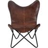 Vintage Brown Leather & Arm Butterfly Chair | Genuine Tan Leather Butterfly Chair Home Decor | Handmade Chair