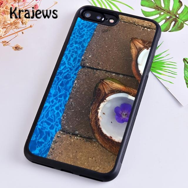 Krajews summer Fruit Coconut on the beach Phone Case Cover For iPhone 17 Air 16 15 14 plus 11 12 13 pro max coque Fundas