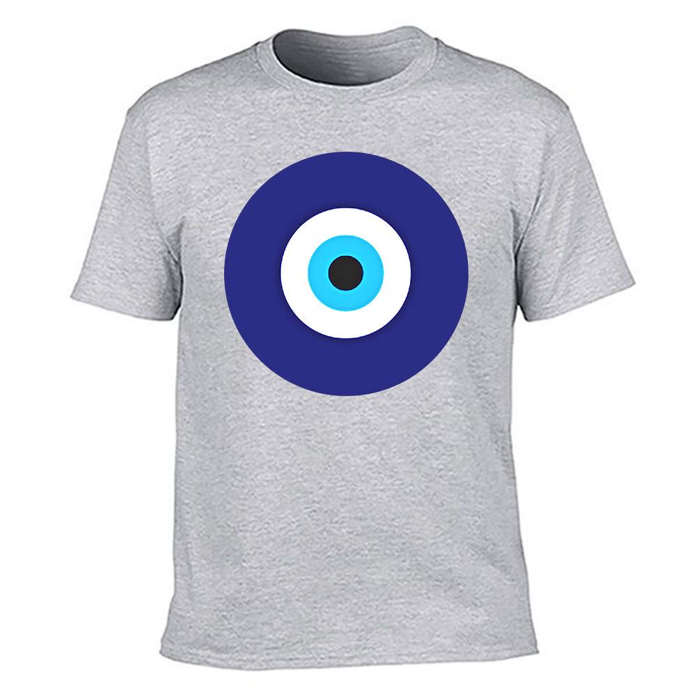 Unisexs Cotton Short Sleeve Tshirt With Classic Evil Eye Graphic Casual Crew Neck Tee Breathable Soft Fabric Fashionable Lucky
