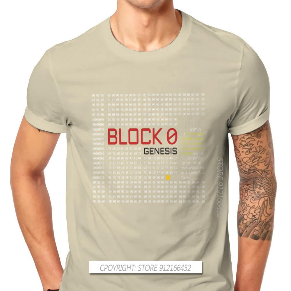 First Block Bitcoin Blockchain Technology Man's TShirt Dogecoin Cryptocurrency Miners Meme T Shirt Gifts