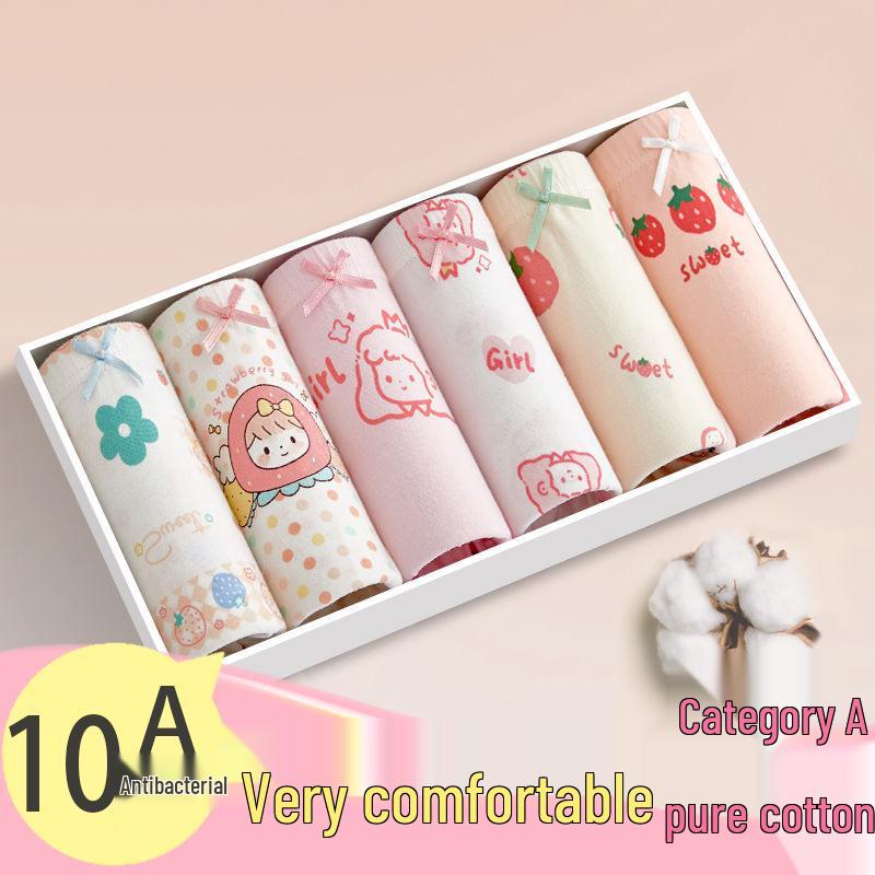 Girls' Pure Cotton Antibacterial Boxer Briefs for Kids - No Wedgie Design