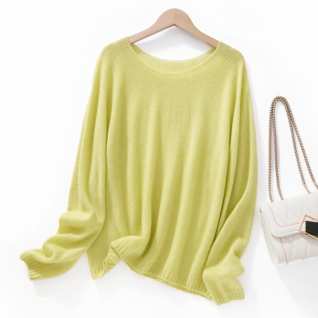 Royal Velvet Series: Women's One-Shoulder Loose Knit Pullover - Mulberry Silk, Cashmere & Wool Sweater