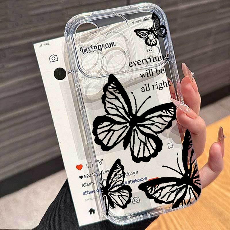 Gold Butterfly Transparent Phone Case For Samsung Galaxy A57 A56 5G A36 A26 A16 A07 A55 A15 A54 S26 S25 Ultra S24 S23 Plus FE