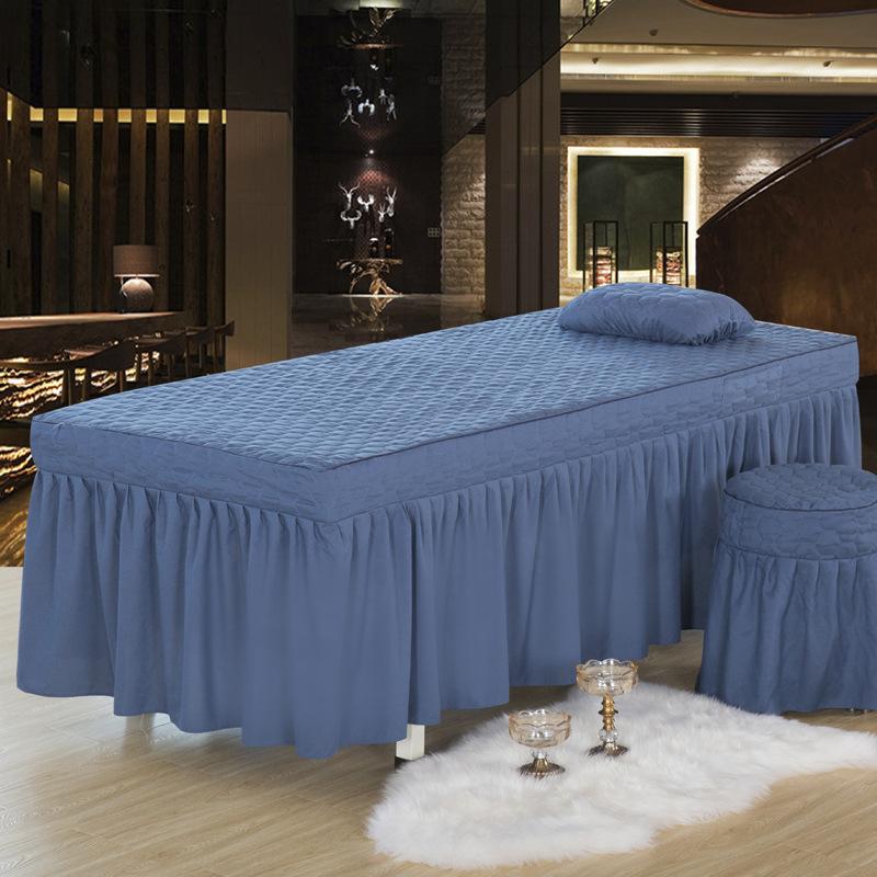 

1pcs Bed Sheet Only Solid Beauty Salon Massage Table Bed Sheet Skin-Friendly Massage SPA Bed Full Cover with Skirt No Pillowcase Round head (70x185)