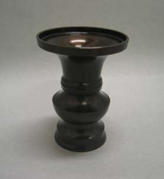 

Buddhist Altar Vase, Black Brass, 4.0 inches [9.3cm diameter x 12.5cm height], Round, Classic, Solid Color, Hand-Painted Visor