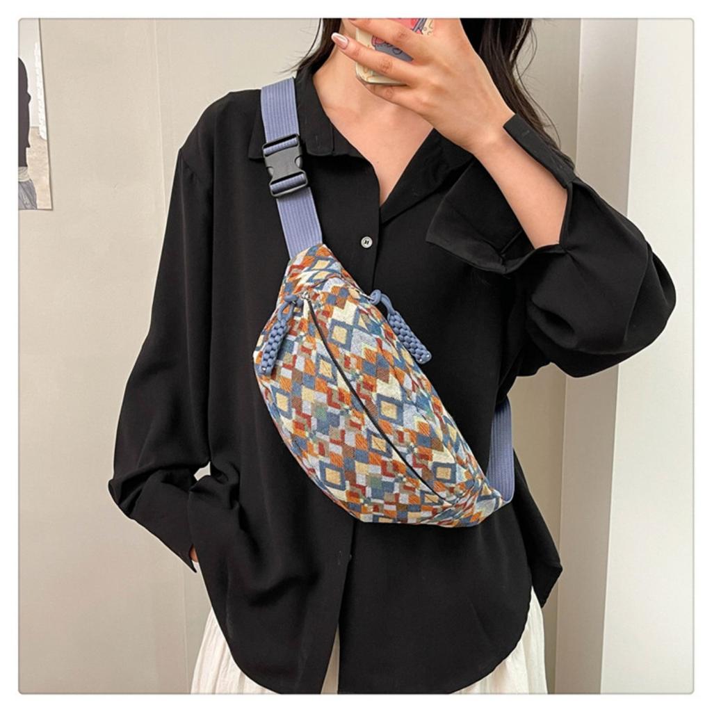 Retro Ethnic Style Chest Bag, Trendy Brand, Large Capacity Crossbody Bag, Men's and Women's Casual Waist Bag, New Sports Style Shoulder Bag