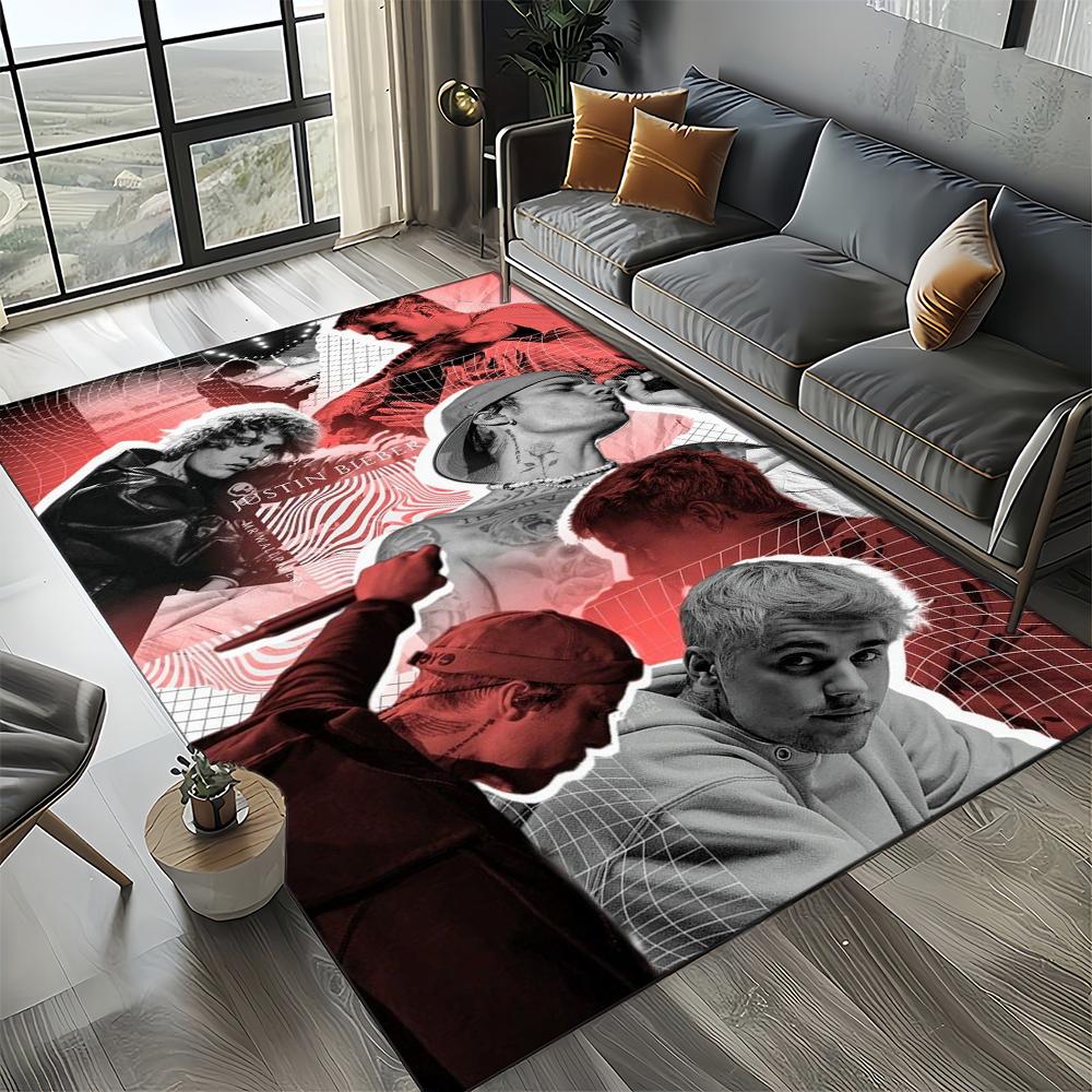 2025 New Style Justin Drew Bieber Singer JB Carpet Rug for Living Room Bedroom Home Sofa Decoration,Kid Play Non-slip Floor Mat