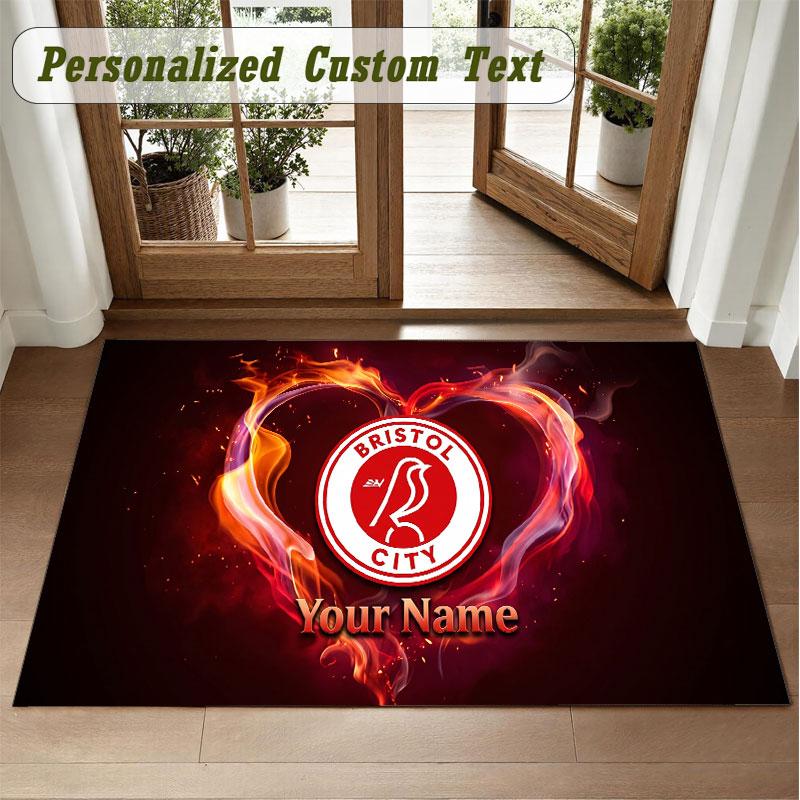 Crystal Velvet Square Rug Custom NameBristol City Pattern Non Slip Home Floor Decor Rug