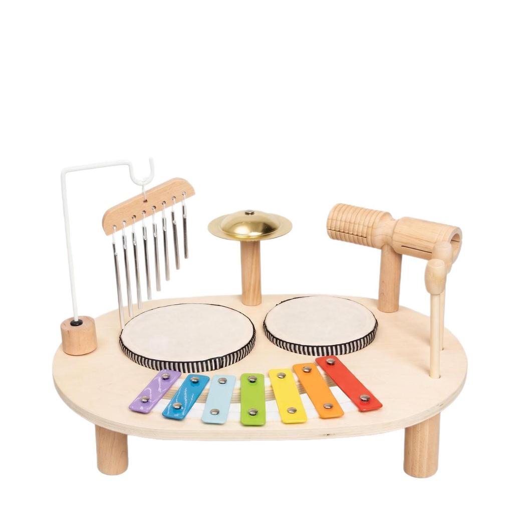 Multifunctional Wooden Music Table: Children's Educational Drum & Xylophone Toy for Boys & Girls
