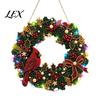 Handmade Christmas Decoration DIY Acrylic Faux Pearl Art Hanging Kit, Lighted Wreath 3D Beaded Craft Festive Mantelpiece Ornament Kit with LED String