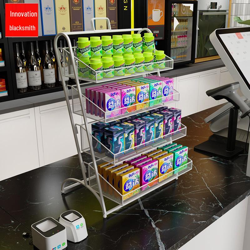 Kompaktes Kassenregal – Kleine Lebensmittelaufbewahrung & Betelnuss-Präsentation für Bubble-Tea-Läden