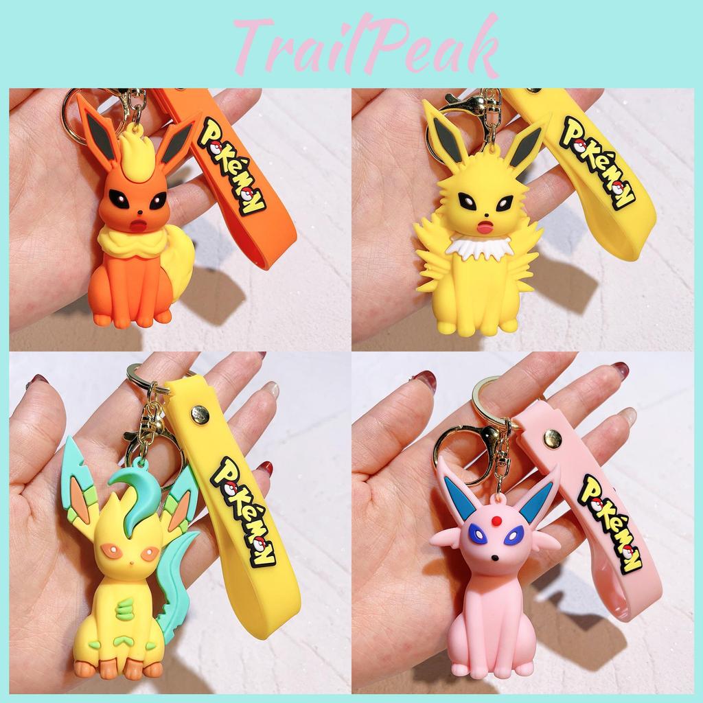 Creative Pikachu Eevee Keychain Lovely Car Keyring Silicone Gift For Friends