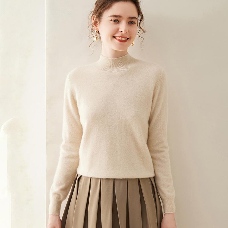 Women's Cashmere Sweater: Half-High Neck, Pullover, Soft & Comfortable, Warm Luxury Knitwear
