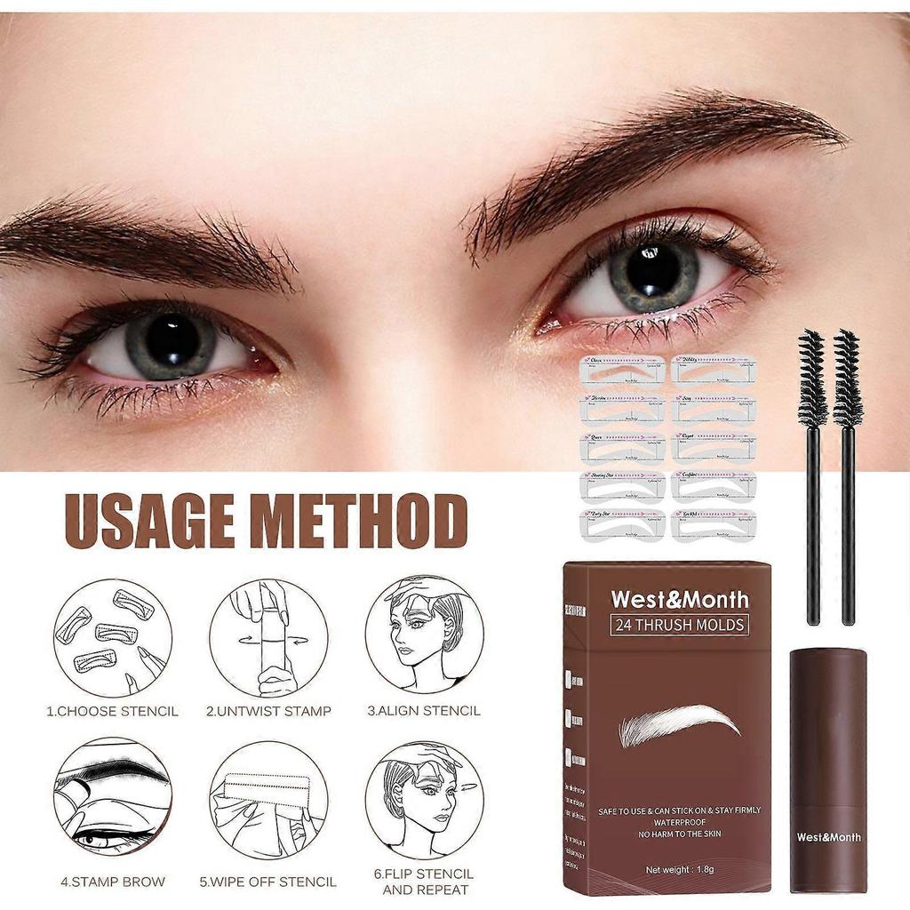 West&Month Stamp Eyebrow Powder Lazy Brow Stamp Set Long-Lasting, Waterproof, Sweat-Resistant, Smudge-Proof