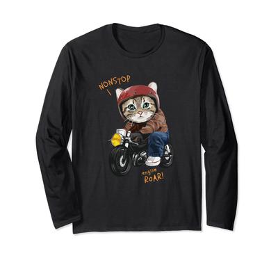 Cat Bike Motorcycle Funny Cat Riders Biker Funny Cat Long Sleeve T-Shirt