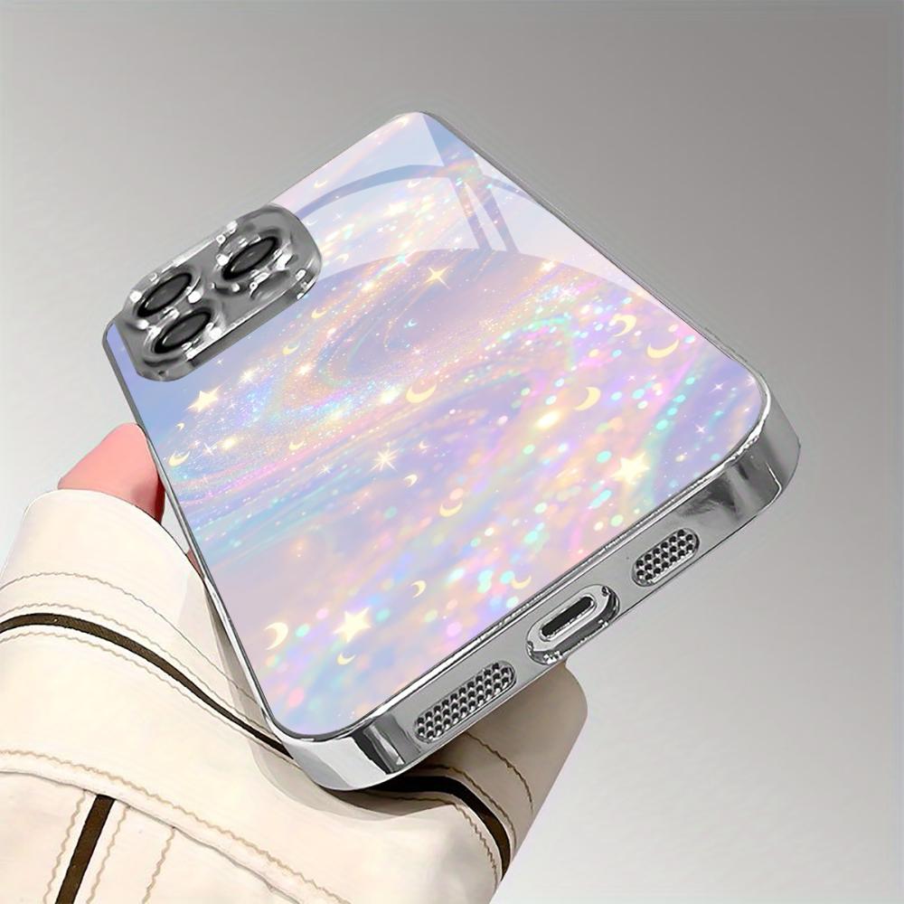 Dreamy Starry Sky Silver Plating Glass Phone Case For iPhone 17 16 15 14 13 12 11 Pro Max Plus Anti‑Knock Back Cover Shockproof