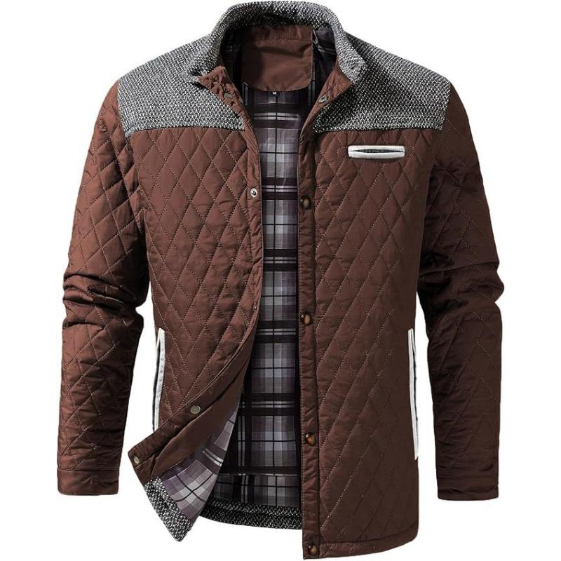 Men`s Fall Black Quilted Jacket Casual