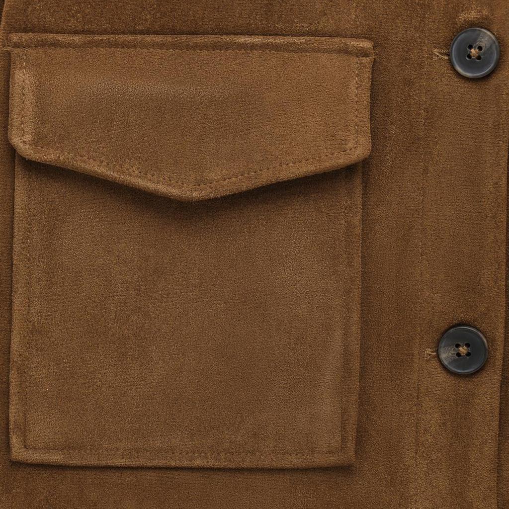 Ladies' Fashion Large Pocket Short Long Sleeve Button Jacket Coat