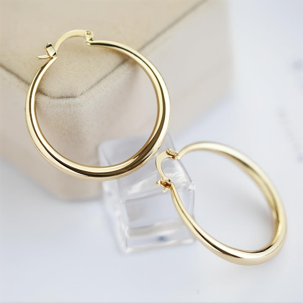 Exaggerated Dia. 33mm Gold Silver Color Hoop Dangle Earrings Cocktail Party Punk Jewelry 1 Pair