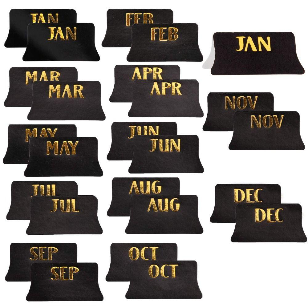12 Pcs Studying Adhesive Monthly Stickers Black Monthly Calendar Stickers  Notebook