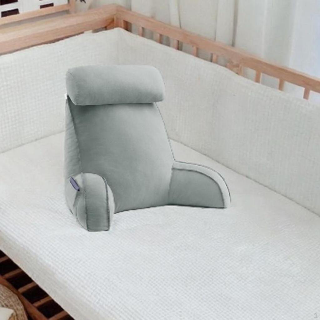 Reading Pillow for Sitting in Bed Breathable Watching TV Resting Light Gray