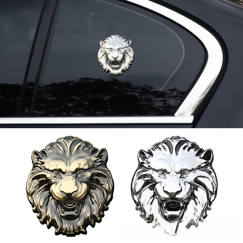 Handcrafted Lion Head Car Body Sticker: Personalized Metal Logo for Car Clubs