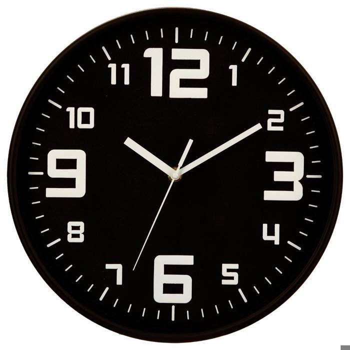 Horloge argent "Silence" noir D30cm - Atmosphera createur d'interieur
