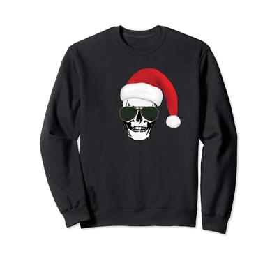 Calavera en calavera con gorro de Papá Noel para las fiestas navideñas gafas de sol,