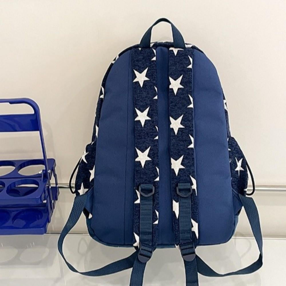 Lightweight Star Printing Backpack Korean Style Students Schoolbag Grey Stripes Backpack Travel