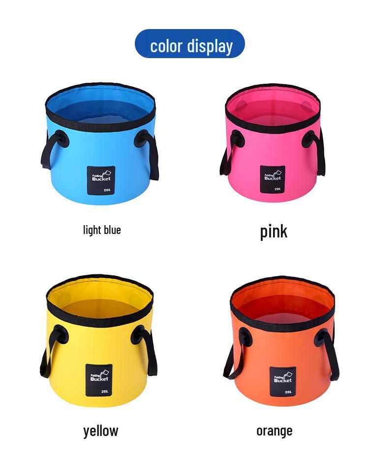 Portable Waterproof PVC Folding Bucket for Camping, Fishing, and Foot Bath