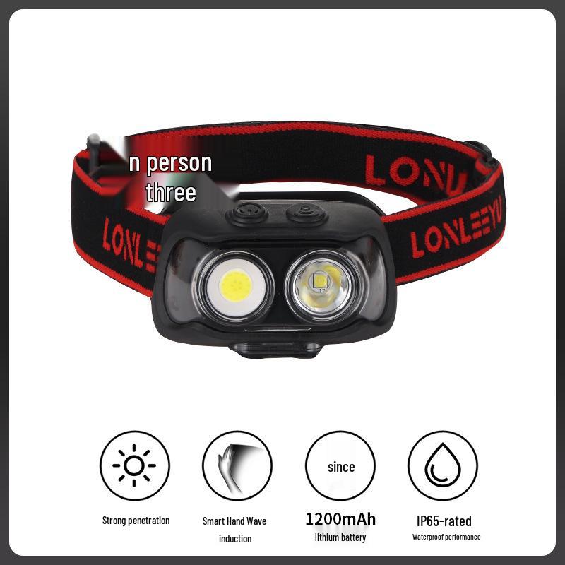 

USB Rechargeable LED High-Brightness Headlamp for Night Running and Fishing, Portable Long-Range Outdoor Light чорний