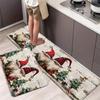 2-Piece Christmas Rug Set White-Bearded Father Christmas Design Kitchen Mat Entrance Doormat Non-Slip Festive Home Decor