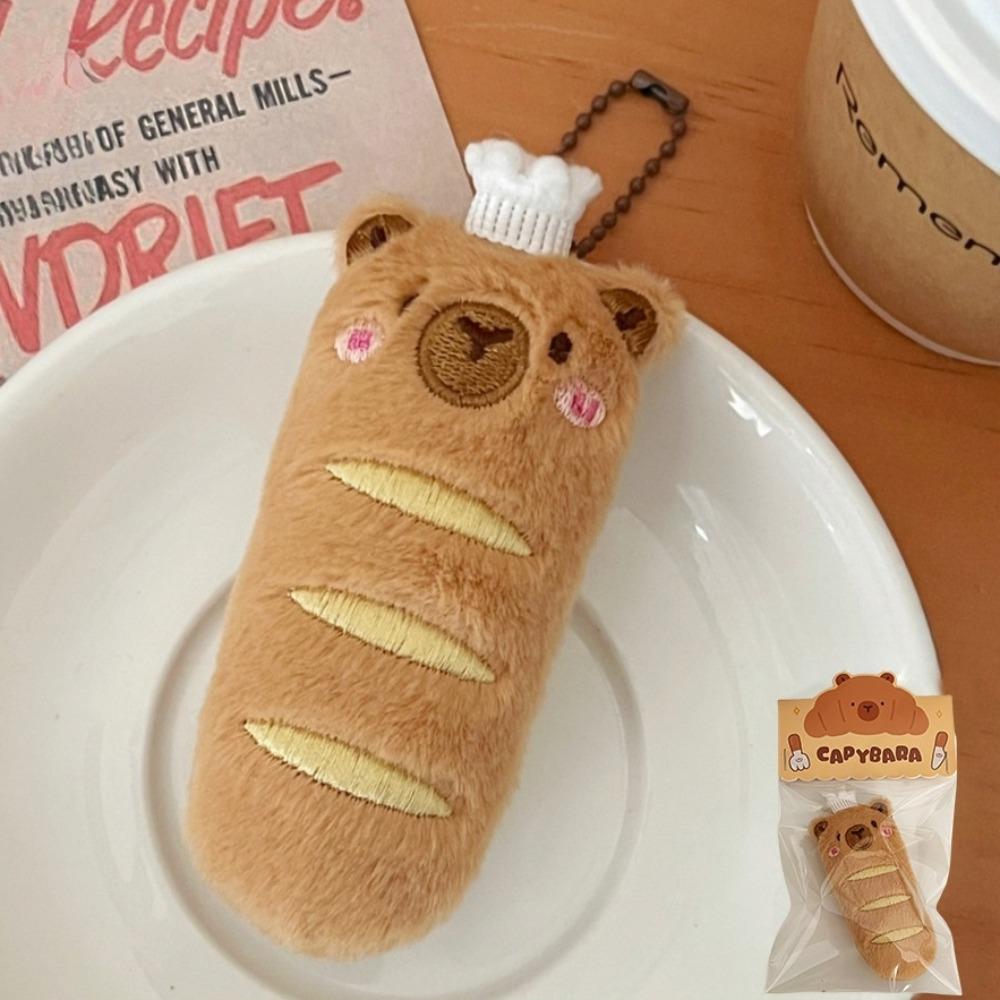Trendy Capybara Bread Plush Keychain Foodie Theme Creative Backpack Pendants Bag Decor Soft Stuffed Doll Key Chain Party Favors