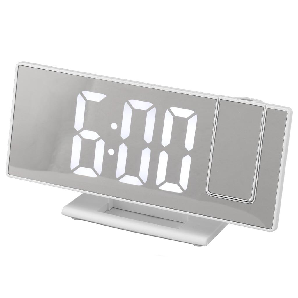 Digitaler Projektionswecker für Schlafzimmer Große LED-Anzeige Spiegelprojektionswecker Weiß