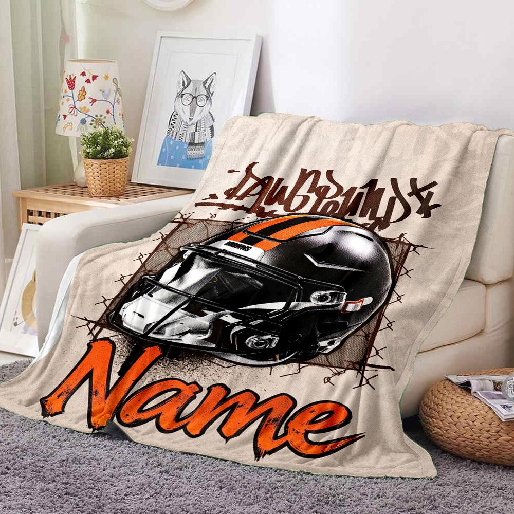 Custom Football Helmet Soft Throw Blanket Flannel Blanket Warm Sofa Bed Camping home Decor Unique Christmas Gift C10357