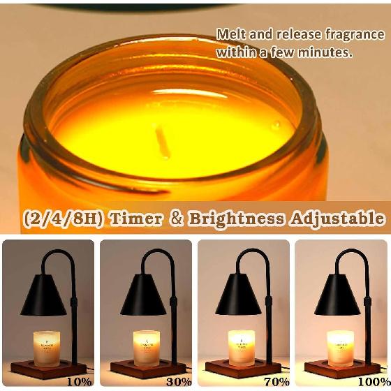 Modern Candle Warmer Lamp with Timer, Dimmable Candle Lamp Warmer, Men Women Christmas Birthday Gift, Black Candle Warmer, Adjustable Candle Light
