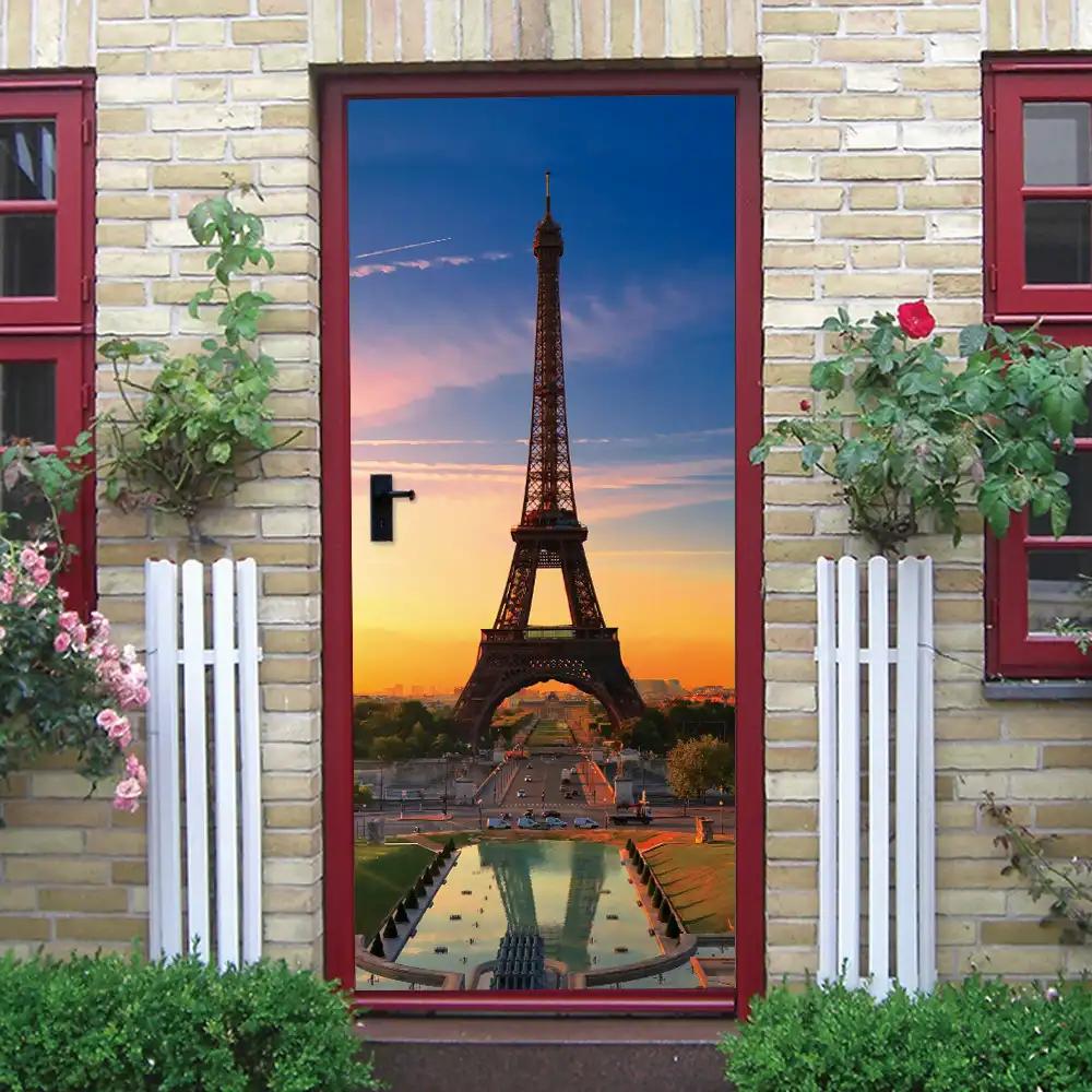 Retro Themed Kitchen Decoration PVC Door Sticker - a Festive Door Decoration That Can Be Easily Removed, Suitable for Kitchen, Guest Room