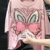 Large Size Heavy Industry Patch Printed Short-sleeved T-shirt Women's Summer New Loose and Thin Meat-covering Versatile Top Tide