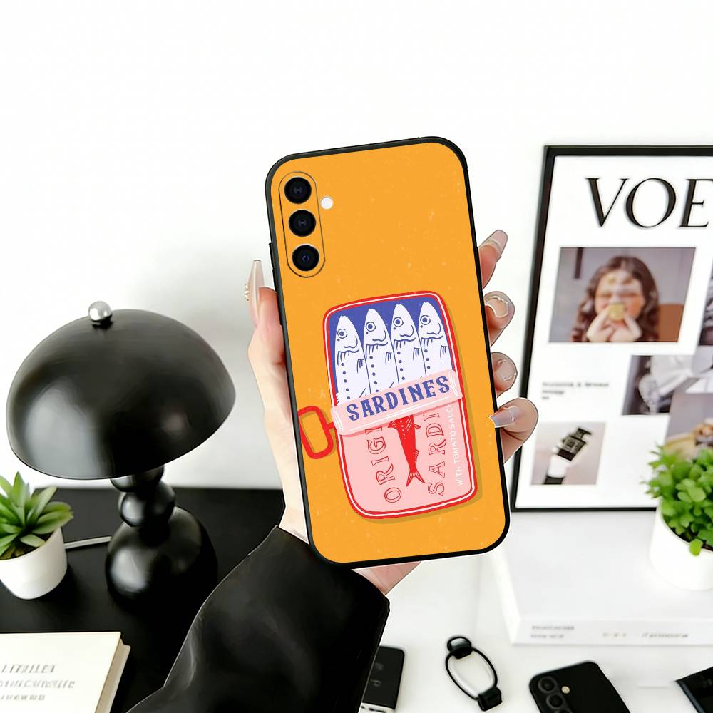 

S-Sardines F-Fish Art Phone Case For Samsung Galaxy A73,A72,A71,A70,A53,A52,A51,Others Soft Black Cover Samsung a31