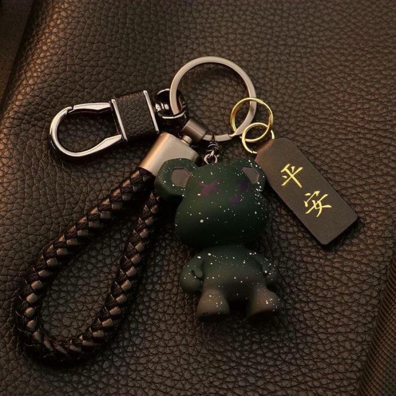 Luxury Starry Sky Teddy Bear Keychain for Couples - Cute Car Pendant for Men and Women