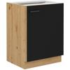 MODENA - Low Cabinet - 1 Hinged Door - 60 X 52 X 82 Cm - Artisan Oak / Matte Black - Worktop Not Included