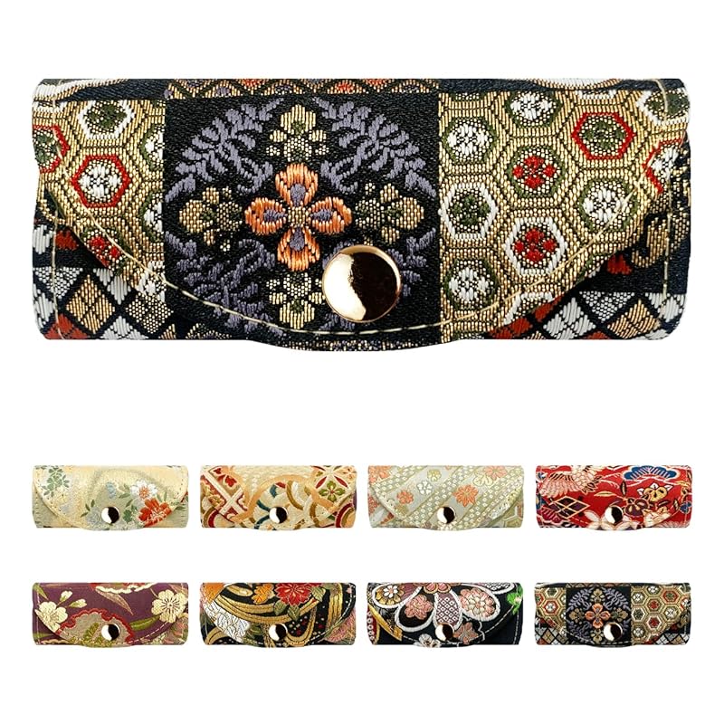 

[leo&aoi] Nishijin textile key case ladies men s 4 consecutive smart key tri-fold key case key key compact key ring 4 key case 4 key hooks Japanese
